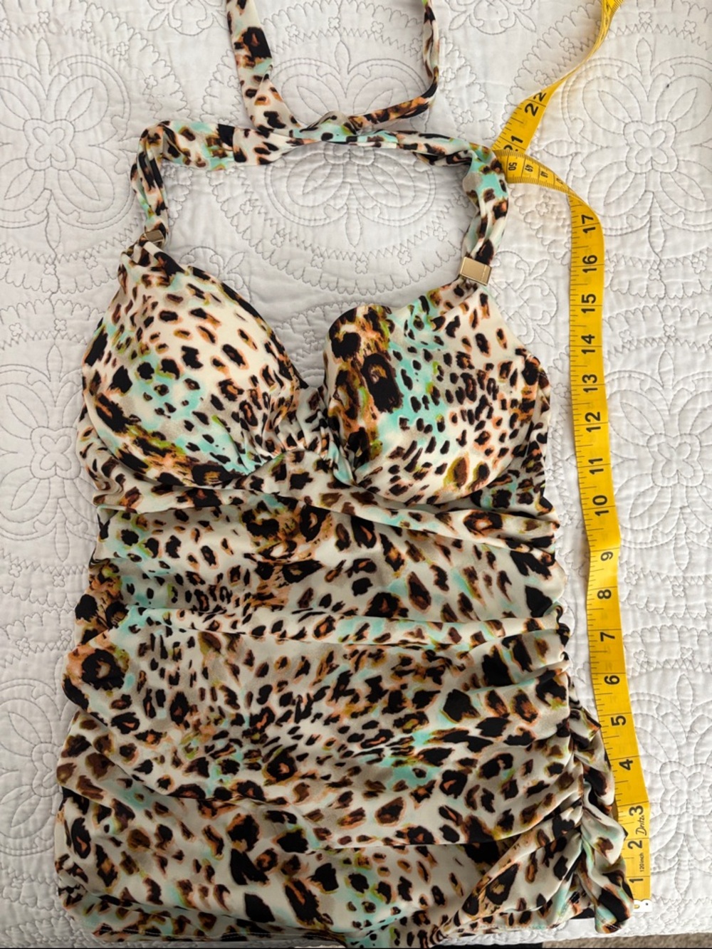 Victoria's Secret Leopard Print Tankini Top in white , Black, Tan